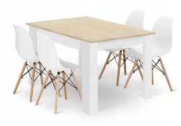 Zestaw stół prostokątny 120x80cm dąb sonoma + 4 krzesła OSAKA białe