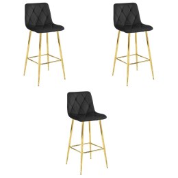 Hoker NADO - aksamit czarny / nogi ZŁOTE x 3