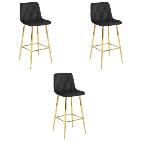 Hoker NADO - aksamit czarny / nogi ZŁOTE x 3