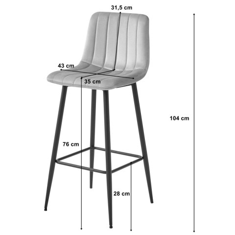 Hoker POZZA - aksamit ciemny beż / nogi czarne x 4