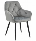 Krzesło JORK - aksamit srebrno-szary / nogi czarne x 1