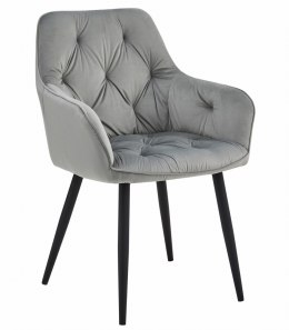 Krzesło JORK - aksamit srebrno-szary / nogi czarne x 1