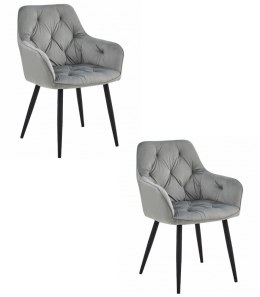 Krzesło JORK - aksamit srebrno-szary / nogi czarne x 2