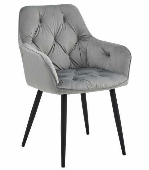 Krzesło JORK - aksamit srebrno-szary / nogi czarne x 2