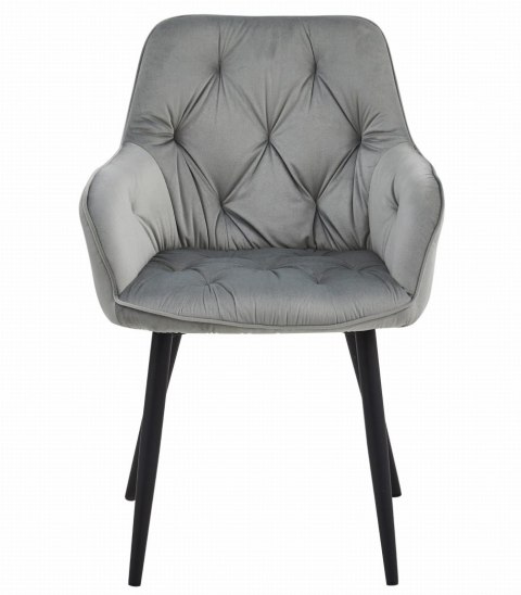 Krzesło JORK - aksamit srebrno-szary / nogi czarne x 2