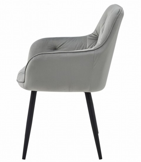Krzesło JORK - aksamit srebrno-szary / nogi czarne x 2