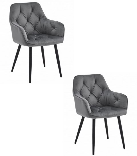 Krzesło JORK - ciemny szary aksamit / nogi czarne x 2