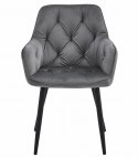 Krzesło JORK - ciemny szary aksamit / nogi czarne x 2