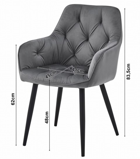 Krzesło JORK - czarny aksamit / nogi czarne x 2