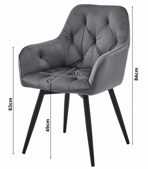 Krzesło JORK360 - ciemny szary aksamit / nogi czarne x 2