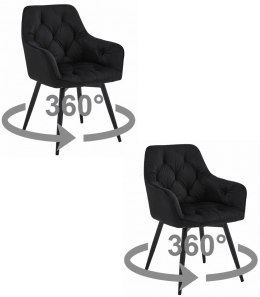 Krzesło JORK360 - czarny aksamit / nogi czarne x 2