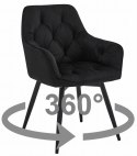 Krzesło JORK360 - czarny aksamit / nogi czarne x 2