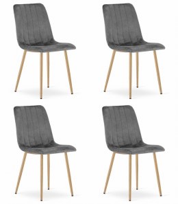 Krzesło LAVA - ciemny szary aksamit / nogi kolor drewna x 4