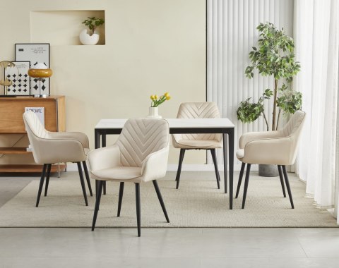 Krzesło NANA - beż aksamit / nogi czarne x 1