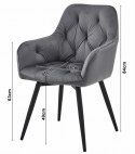 Krzesło JORK360 - aksamit srebrno-szary / nogi czarne x 2