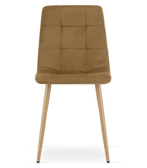 Krzesło KARA - brązowy aksamit / nogi kolor drewna x 2