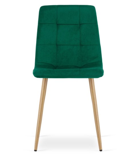 Krzesło KARA - ciemna zieleń aksamit / nogi kolor drewna x 1