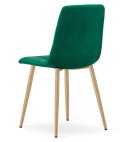 Krzesło KARA - ciemna zieleń aksamit / nogi kolor drewna x 1