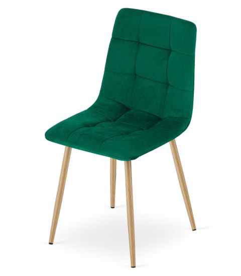 Krzesło KARA - ciemna zieleń aksamit / nogi kolor drewna x 2