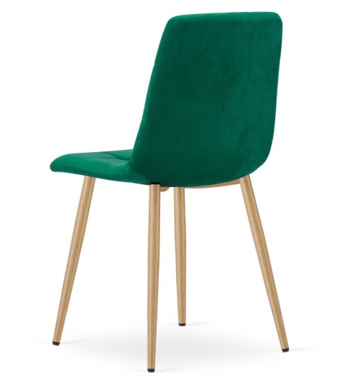 Krzesło KARA - ciemna zieleń aksamit / nogi kolor drewna x 3