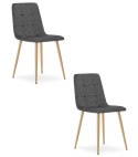 Krzesło KARA - ciemny szary aksamit / nogi kolor drewna x 2