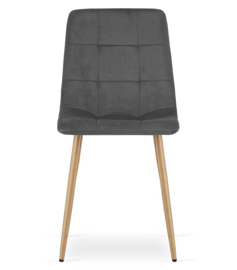 Krzesło KARA - ciemny szary aksamit / nogi kolor drewna x 3