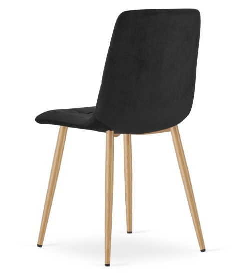 Krzesło KARA - czarny aksamit / nogi kolor drewna x 1