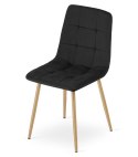 Krzesło KARA - czarny aksamit / nogi kolor drewna x 2