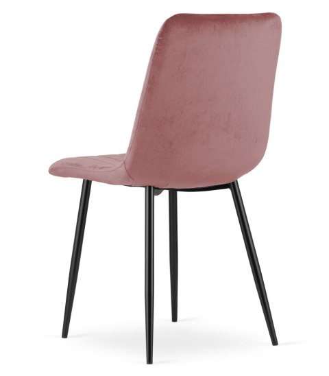 Krzesło LAVA - różowy aksamit / nogi czarne x 4