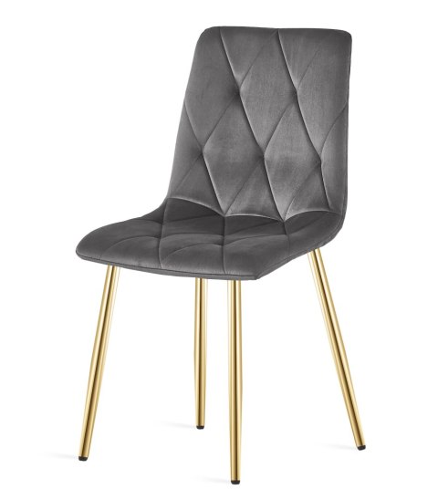 Krzesło LIBRA - ciemny szary aksamit / nogi kolor złoty x 2