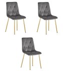 Krzesło LIBRA - ciemny szary aksamit / nogi kolor złoty x 3