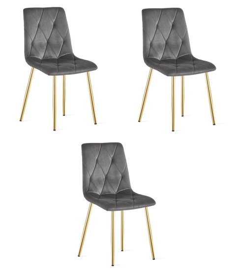 Krzesło LIBRA - ciemny szary aksamit / nogi kolor złoty x 3