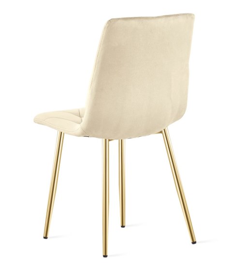 Krzesło LIBRA - jasny beż aksamit / nogi kolor złoty x 2