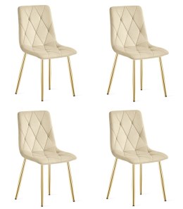Krzesło LIBRA - jasny beż aksamit / nogi kolor złoty x 4