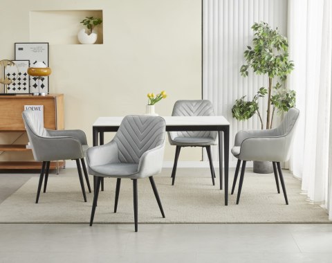 Krzesło NANA - aksamit srebrno-szary / nogi czarne x 2