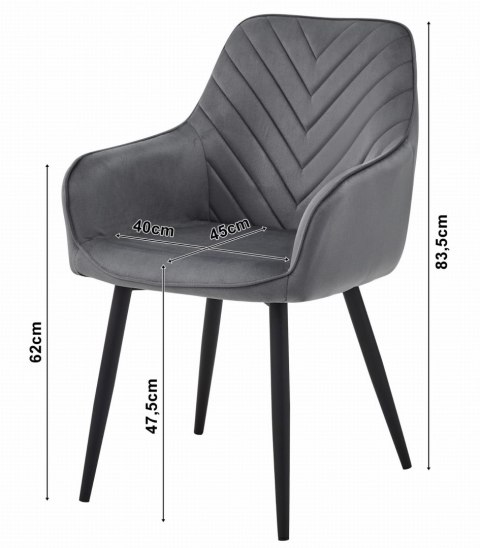 Krzesło NANA - beż aksamit / nogi czarne x 2