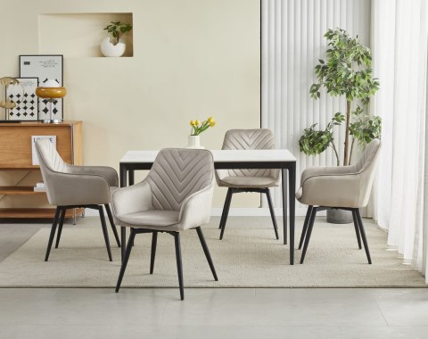 Krzesło NANA360 - ciemny beż aksamit / nogi czarne x 2