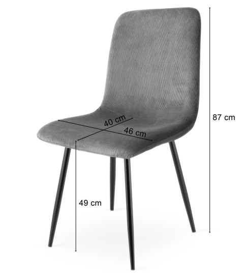 Krzesło RIFT - szary sztruks / nogi kolor czarny x 3