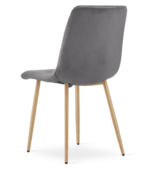 Krzesło TURIN - ciemny szary aksamit / nogi kolor drewna x 1