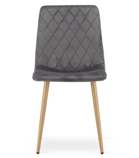 Krzesło TURIN - ciemny szary aksamit / nogi kolor drewna x 2