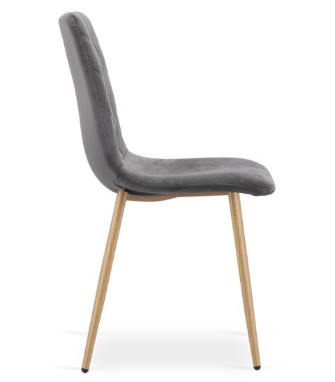 Krzesło TURIN - ciemny szary aksamit / nogi kolor drewna x 2