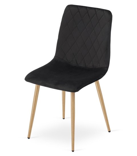 Krzesło TURIN - czarny aksamit / nogi kolor drewna x 1
