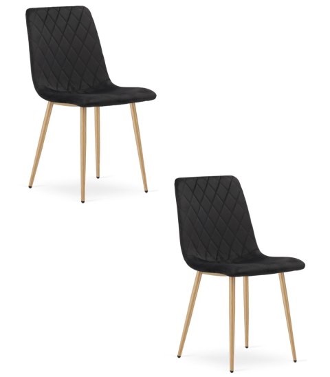 Krzesło TURIN - czarny aksamit / nogi kolor drewna x 2