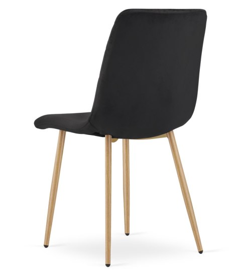 Krzesło TURIN - czarny aksamit / nogi kolor drewna x 2