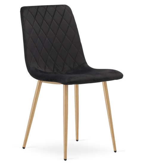 Krzesło TURIN - czarny aksamit / nogi kolor drewna x 3