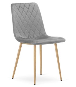 Krzesło TURIN - jasny szary aksamit / nogi kolor drewna x 1