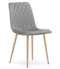 Krzesło TURIN - jasny szary aksamit / nogi kolor drewna x 2