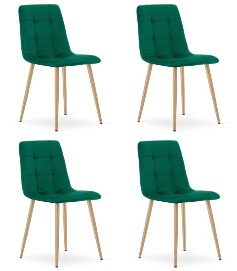 Krzesło KARA - ciemna zieleń aksamit / nogi kolor drewna x 4
