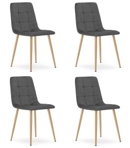Krzesło KARA - ciemny szary aksamit / nogi kolor drewna x 4