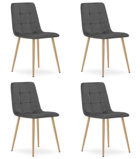 Krzesło KARA - ciemny szary aksamit / nogi kolor drewna x 4